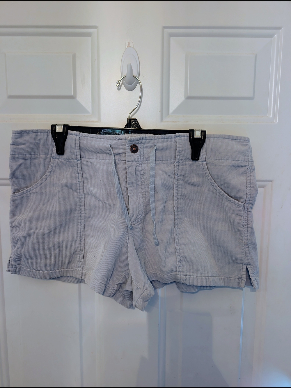 Vintage American Eagle Light Sky Blue Grey Corduroy Drawstring Shorts